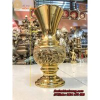 Lọ Hoa Bằng Đồng Hoa Văn Cây Trúc Cao 30cm