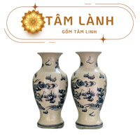 Lọ hoa, bình bông, đồ thờ cúng gia tiên gốm sứ Bát Tràng Hoạ tiết vẽ tay Tâm Lành