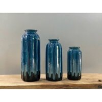 Lọ hoa, bình hoa gốm sứ Bát Tràng cỡ vừa men xanh hỏa biến vân đá cắm hoa tươi, hoa giả