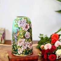 Lọ Hoa Chim Hoa Đắp Nổi Vẽ Vàng