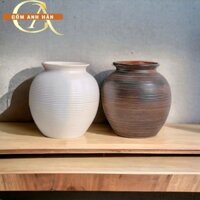 Lọ hoa dáng tròn lùn, bình cắm hoa, bình gốm Bát Tràng