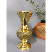 Lọ hoa đồng bình bông bằng đồng nguyên chất hoạ tiết bông cúc - Đồ đồng Đại Bái