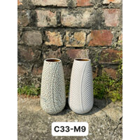 Lọ hoa gân lá men gốm Bát Tràng cắm hoa, trang trí nhà cửa