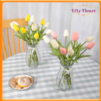 Lọ Hoa Giả Bình Hoa Tulip Để Bàn Cao 25-28cm Trang Trí Phòng Khách Bàn Học LL-187