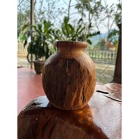 Lọ hoa gỗ lũa cổ ngắn