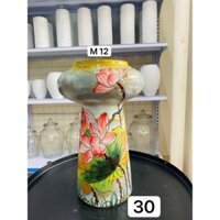 Lọ hoa gốm Bát Tràng, bình cắm hoa sen, ly, dáng lọ búp bê men hỏa biến