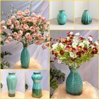 Lọ hoa gốm sứ Bát Tràng men hỏa biến màu xanh ngọc thạch - Bình decor trang trí phòng khách