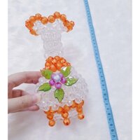 Lọ hoa hạt cườm acrylic chậu bình bông pha lê nhựa cỡ trung trang trí nhà cửa nhiều màu diy