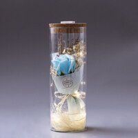 LỌ HOA KHÔ THỦY TINH NẮP GỖ KÈM ĐÈN NHÁY+TÚI