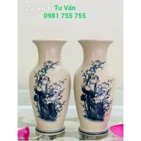 Lọ Hoa Men Rạn,Bình Bông Vẽ Sen Gốm Sứ Bát Tràng,Thờ Cúng