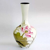 Lọ Hoa Sơn Mài  Tỏi Cổ Ngỗng Vẽ Sen