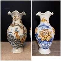 Lọ Hoa Thờ Cúng Men Rạn Nổi bẽ Công Đào Bát_Bình Bông Gốm Bát Tràng Hàng Loại 1