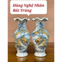 Lọ Hoa Thờ Cúng Vẽ Rồng Men Rạn Nổi Bát Tràng_Bình Bông_ Bình Hoa Gốm Bát Tràng Hàng Nghệ Nhân