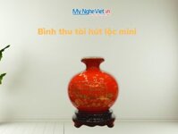 Lọ hoa thu tài mini men màu D9x10 + chân đế gỗ (H12cm) LHGH001M