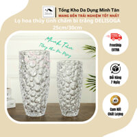 Lọ hoa thủy tinh chấm bi trắng DELISOGA 25cm/30cm
