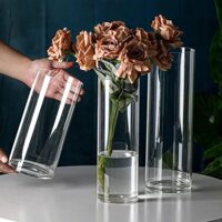 Lọ hoa thủy tinh dáng trụ ống tròn cao 50cm rộng miệng 12cm