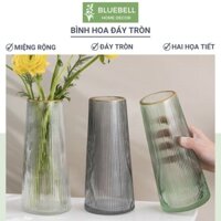 Lọ Hoa Thuỷ Tinh Decor Màu Xám, Xanh Viền Vàng Kích Thước 22cm Cao Cấp Phong Cách Bắc Âu BlueBell