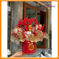 Lọ Hoa Trang Trí Tết Bình Hoa Đào Đông Cắm Sẵn Nhiều Mẫu Mã Đón May Mắn LL-123