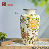 Lọ hoa vẽ Chim Hoa Phú Quý dáng đùi dế