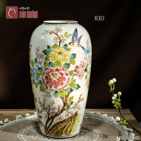 Lọ hoa vẽ Chim Hoa Phú Quý dáng vò cao