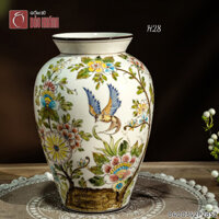 Lọ hoa vẽ Chim Hoa Phú Quý dáng giỏ cua