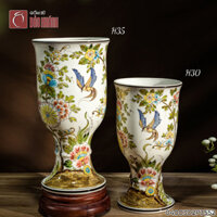 Lọ hoa vẽ Chim Hoa Phú Quý dáng ly