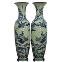 Lọ lộc bình bách hạc quần tùng cao 1,6m men búp rong cổ gốm sứ Bát Tràng