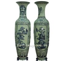 Lọ lộc bình cao 1.55m - tùng cúc trúc mai - mẫu số 2 - men búp rong cổ nổi - gốm sứ Bát Tràng