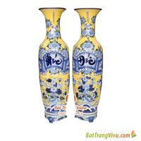 Lọ lộc bình Phúc đức vẽ kỹ nền vàng- cao 1m55 ( tặng đế 15cm)