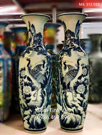 Lọ lộc bình tùng hạc, mã 312033, phúc lộc diên niên, cao 1,55 m cả đế, men ngọc, gốm bát tràng, tinh vân