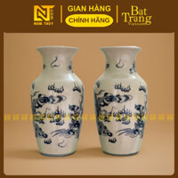 Lọ lộc bình vẽ Rồng Phượng men rạn giả cổ gốm sứ Bát Tràng cao cấp, lọ cắm hoa thờ cúng đẹp