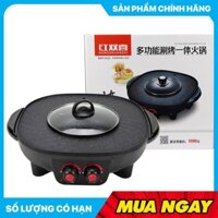 Lò nướng đa năng dk808 nút chỉnh nhiệt độ dễ dàng, Bếp nướng điện kèm nồi lẩu tròn ,