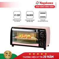 Lò nướng điện Nagakawa NAG3211 dung tích 10 lít công nghệ nướng Halogen nhiệt đối xứng công suất 1050W hẹn giờ điều chỉnh nhiệt độ 0-230 độ