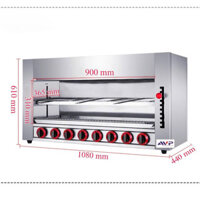 Lò nướng salamander 8 họng -Lò nướng Salamander 8 họng Gas công nghiệp