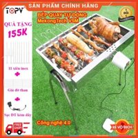 Lò nướng than Inox TopV V5M, bếp nướng tự xoay, nướng than ngoài trời