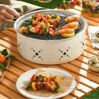 Lò nướng than inox tròn hàng siêu thị xịn