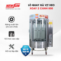 Lò quay gà vịt heo xoay 2 cánh 850 NEWSUN - dùng than& gas + Tặng 15 móc, 15 xiên lu