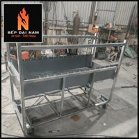 Lò quay thịt, lò quay vịt cả con, lò quay bằng thép 2 tầng, tặng kèm que xiên thịt