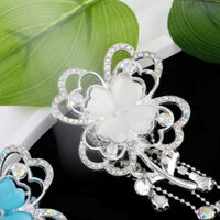 Lỗ Thẳng Hạt Hợp Kim Opal Kim Cương Bốn Chân Hoa Kim Cương Bóng Lỗ Thẳng Hạt DIY Điện Thoại Di Động Móc Khóa Vòng Cổ Phụ Kiện