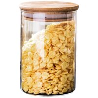 LỌ THỦY TINH NẮP GỖ  ĐỰNG GIA VỊ THỰC PHẨM KHÔ CAO CẤP  - 300ML