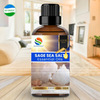Lọ tinh dầu thơm phòng Saparoma Essential Oils 100ml Sage Sea Salt - vông vang, muối biển, cây xô thơm