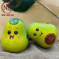 (lỗ tròn, dẹp) Ống sứ QUẢ BƠ,LÊ cao 16cm  Bát Tràng-Heo Đất cute-Lợn sứ-heo sứ Gốm Ngô Gia