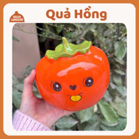 [Lỗ tròn] Lợn dất heo đất ống heo tiết kiệm decor - Quả Hồng - Bát Tràng