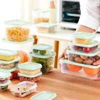 Lò Vi Sóng Nhựa Trong Suốt Crisper Nhỏ Tủ Lạnh Mini Hộp Cơm Trưa Bộ Kín Thực Phẩm Làm Nóng Hộp Bento