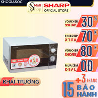 Lò vi sóng Sharp mini 20L Chính hãng, vi ba hâm nóng đồ ăn nhanh không có nướng núm xoay cơ 700W-800W R-205VN-S - SSHOP