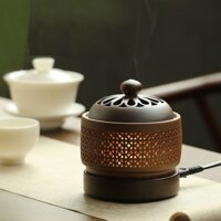 Lò xông - Lư xông trầm điện có hẹn giờ chỉnh nhiệt bằng gốm chịu nhiệt cao cấp hình lưới - Hình trụ