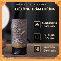 Lò xông trầm hương tích điện gốm hoa sen thủ công cao cấp nhiệt cao,thời gian tích điện lâu ( QUÀ: CHAI DẦU GIÓ TRẦM)