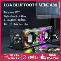 Loa Bluetooth A88 Mini Công Suất 10W Đèn Led Nháy Theo Nhạc Cực Chill Pin 4-5 Tiếng Liên Tục, Đồng Bộ 2 Loa Cùng Lúc
