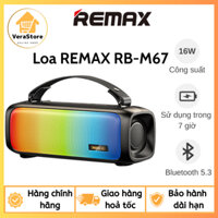 Loa Bluetooth Bass có đèn LED quai xách REMAX RB-M67, Thời lượng pin 7 giờ, Đài FM, Màng loa kép, trường âm thanh lớn.