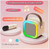 Loa bluetooth cao cấp, loa karaoke mini K12 với micro không dây, hiệu ứng âm thanh tuyệt vời